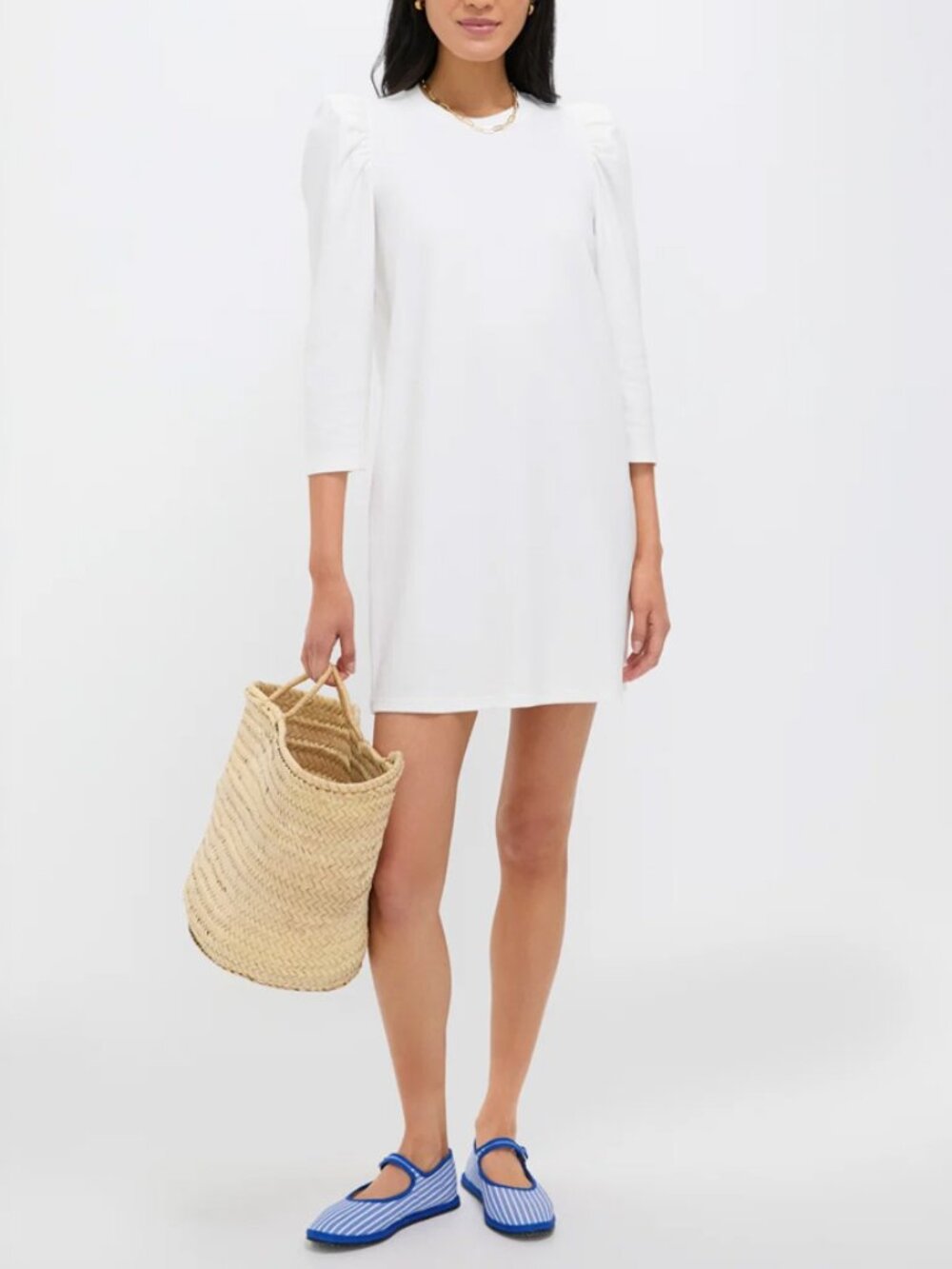 Tuckernuck Pomander Place Vesty White Puff Sleeve Dress NWT Size S